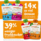 Pliculețe cu legume și cereale organice Pumpkin Organics, pachet de 8: Pară, Căpșuni, Cartofi dulci, Sfeclă roșie, Banană, Ovăz - Fără zahăr adăugat¹ - De la 6 luni - ca gustare sau aliment complementar la pachet (8 x 100g)