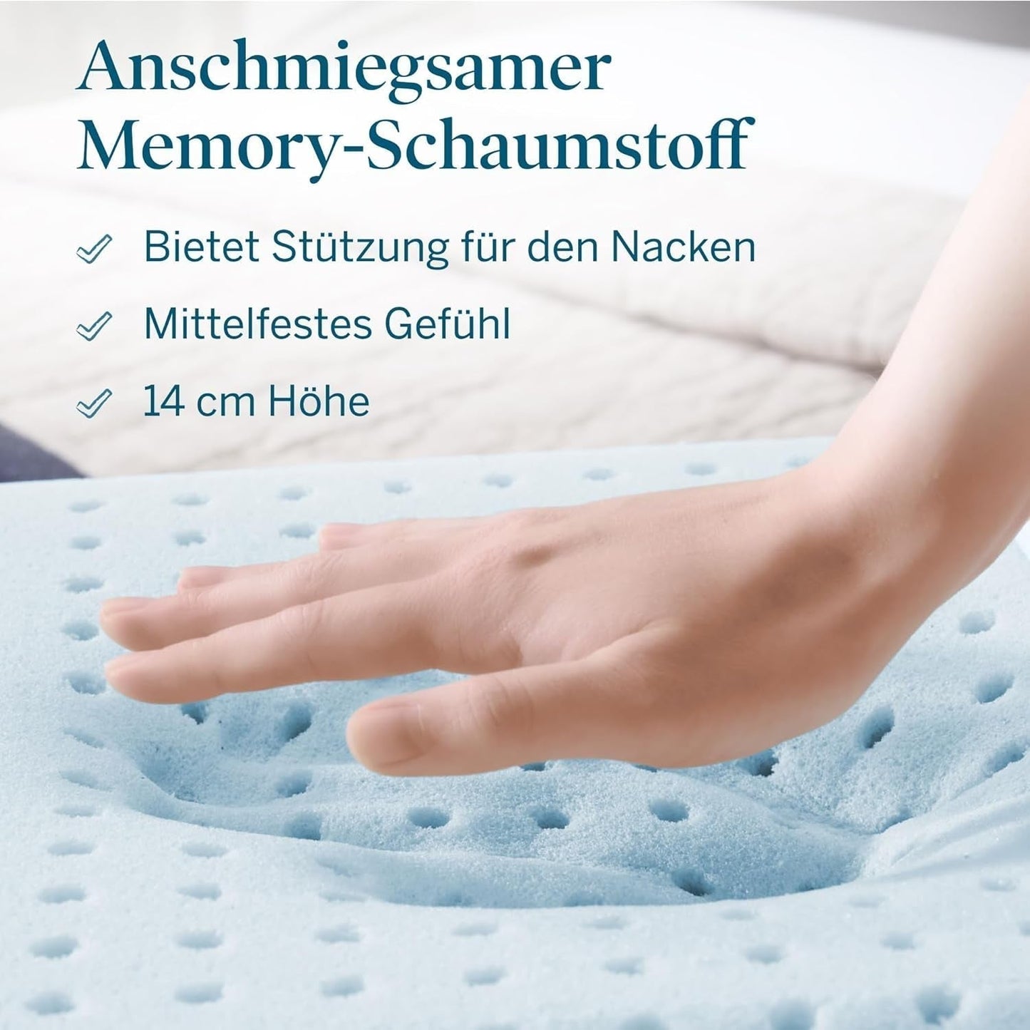 Pernă LUCID din spumă cu memorie cu gel 40x60 cm – respirabilă – efect răcoritor – husă lavabilă – pernă certificată Oeko-Tex, albă