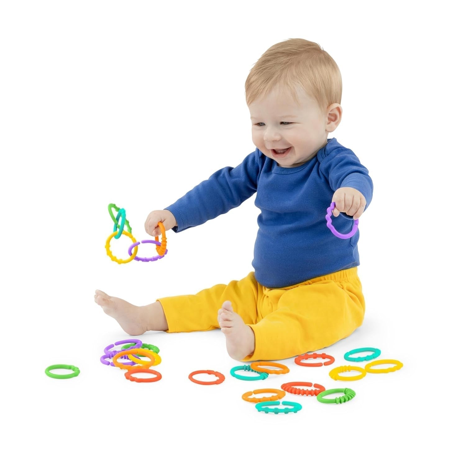 Bright Starts, Oball, lanț pentru cărucior legături de conectare, O mulțime de legături, pliabile, ușor de atașat, ușor de curățat, perfect pentru călătorii Jucarii Bebe Naty Shop