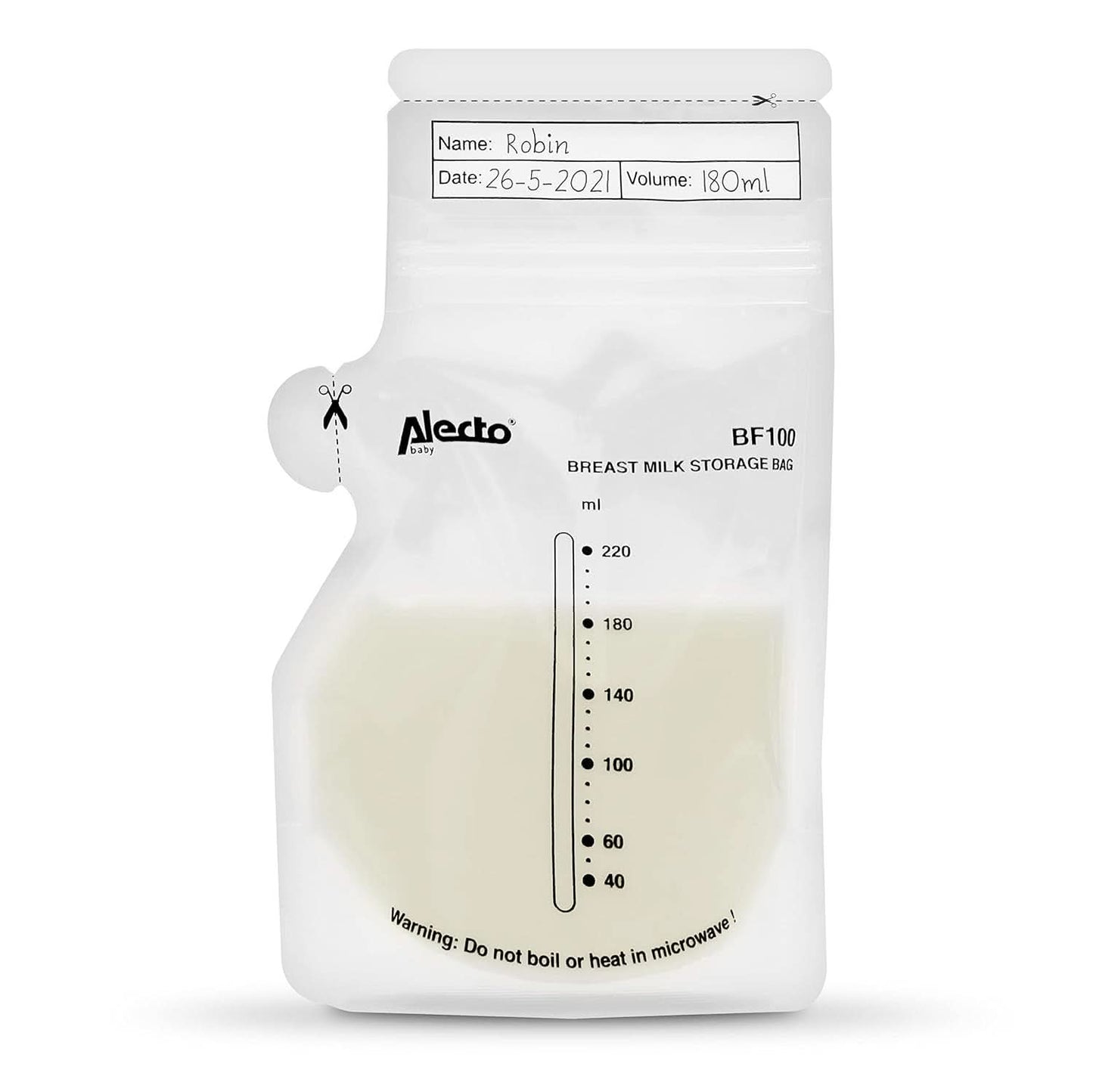 BF100 Pungă de depozitare pentru lapte matern - Pungă pentru lapte matern - capacitate 220 Ml - 100 bucăți - Transparent Accesorii Hrana si Alaptare Bebe Naty Shop