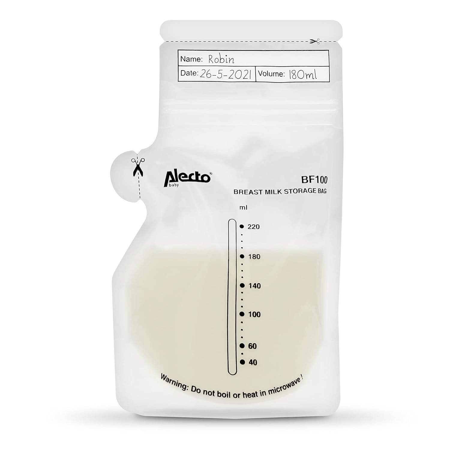 BF100 Pungă de depozitare pentru lapte matern - Pungă pentru lapte matern - capacitate 220 Ml - 100 bucăți - Transparent Accesorii Hrana si Alaptare Bebe Naty Shop