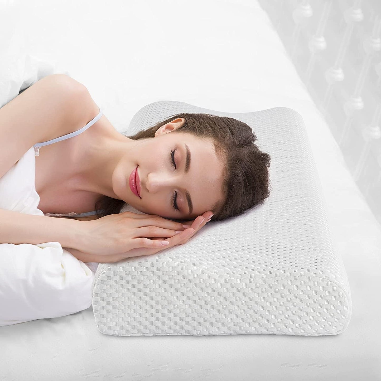 Findigit pernă de sănătate, pernă din spumă cu memorie, pernă ortopedică de susținere a gâtului pentru dormit lateral și pe spate, pernă ergonomică pentru coloana cervicală (60 X 35 X 11/9 cm) Perne ortopedice cervicale Naty Shop J60 60 X 35 X 11/9 Cm