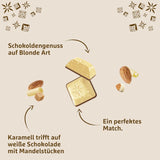 Schogetten Blonde Almond | Ciocolată albă cu caramel și bucăți de migdale | 100 g | Porționat convenabil (pachet de 2)