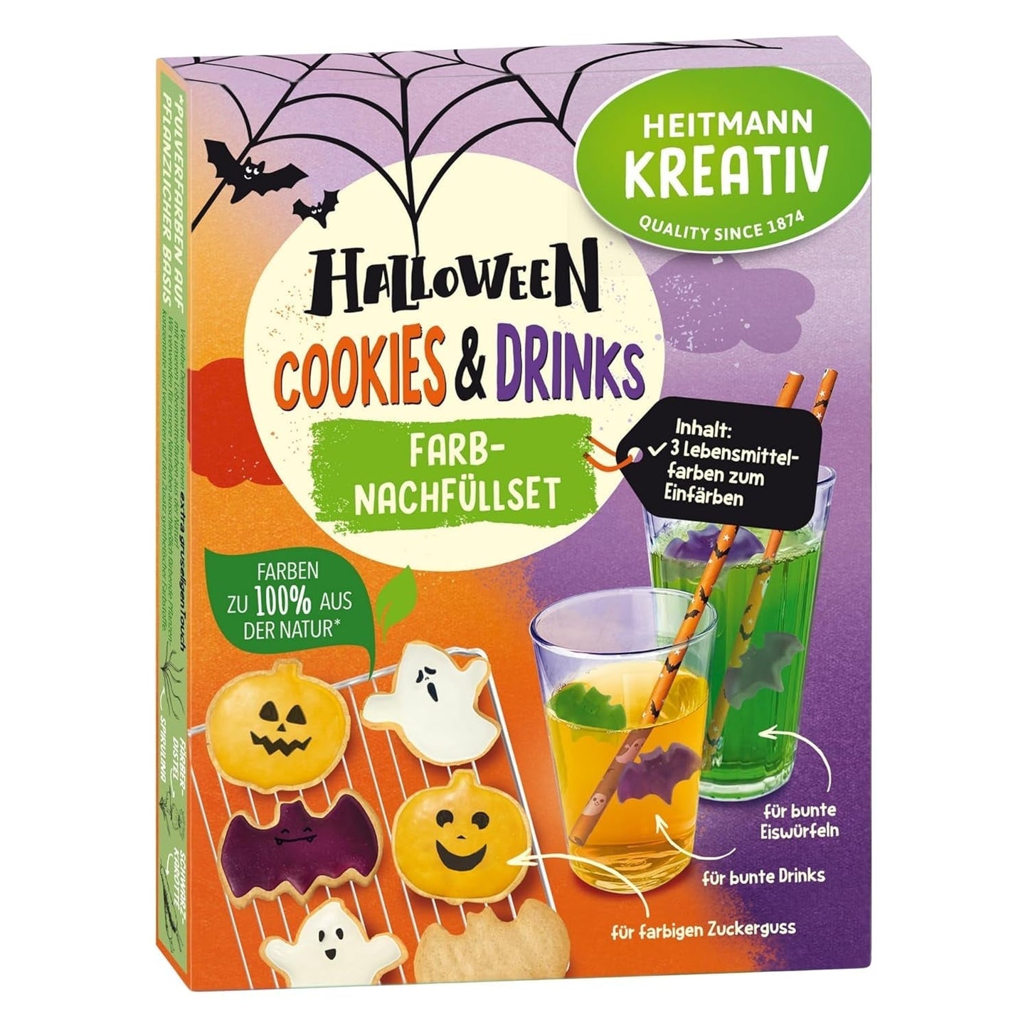 Set de reumplere colorat HEITMANN KREATIV pentru fursecuri și băuturi de Halloween