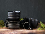 CreaTable, 22699, seria Industrial Gold BLACK, set de veselă cu 16 piese pentru 4 persoane, serviciu combinat din gresie, potrivit pentru mașina de spălat vase și cuptorul cu microunde, producție de calitate
