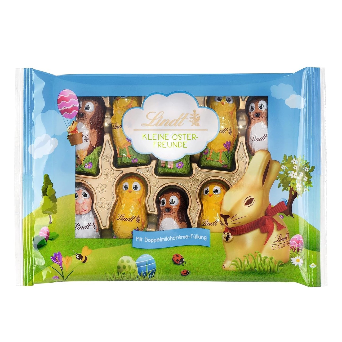 Lindt Micii Prieteni de Paște cu Ciocolată | 2 x 100 g | 10 Prieteni Distractivi de Paște Lindt | Cremă Fină Dublă de Lapte în Ciocolată cu Lapte Alpină | Ouă de Paște pentru Copii | Cadou de Ciocolată