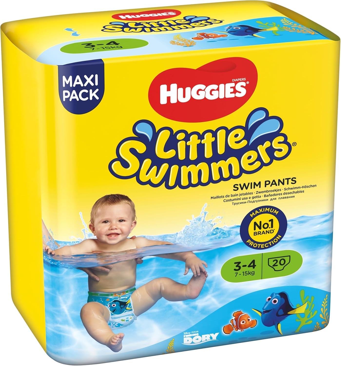 Scutece de înot Huggies Little Swimmers, mărimea 3-4 (7-15 kg), 1 pachet a câte 20 de bucăți