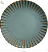 Set de veselă MÄSER 931964 Confino Series pentru 4 persoane, aspect vintage modern, set combinat din ceramică, 20 de piese, culoare petrol cu accente negre, gresie