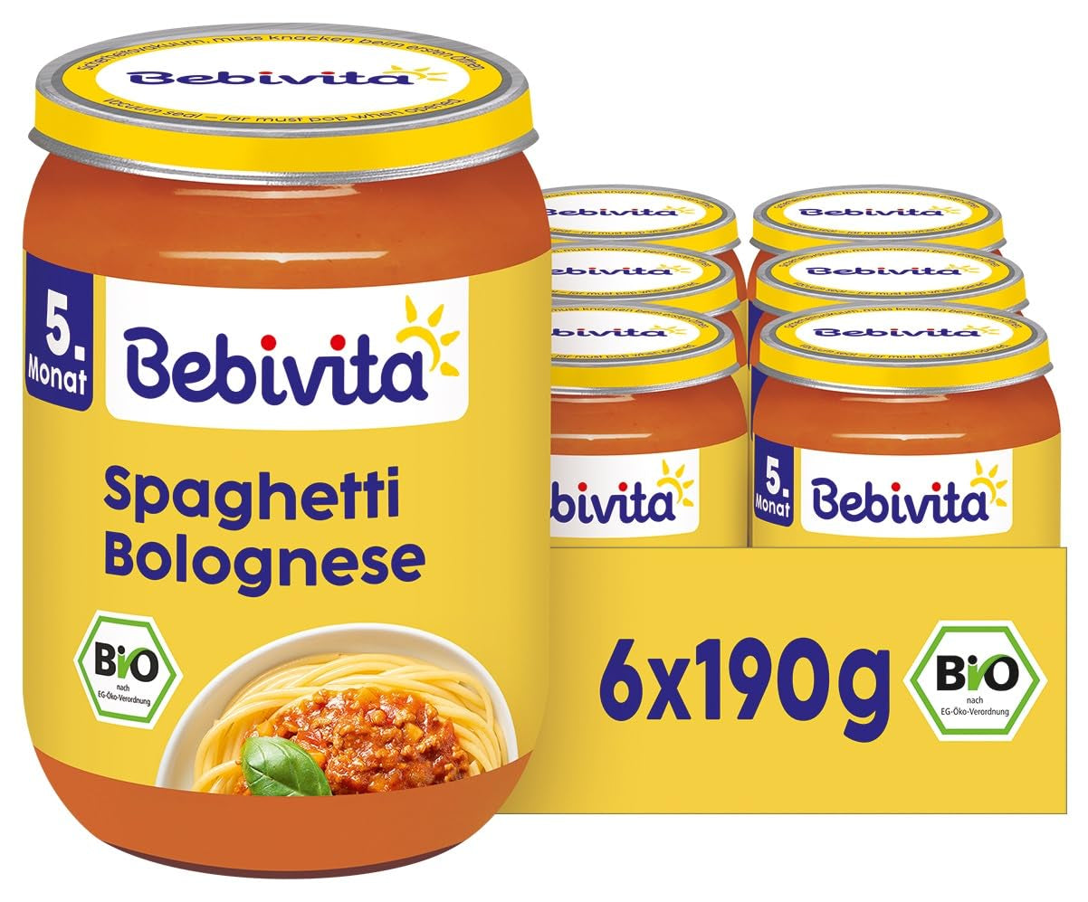 Mese de la 5 luni încolo: Spaghete Bolognese, 190g, pachet de 6 (6x190g)