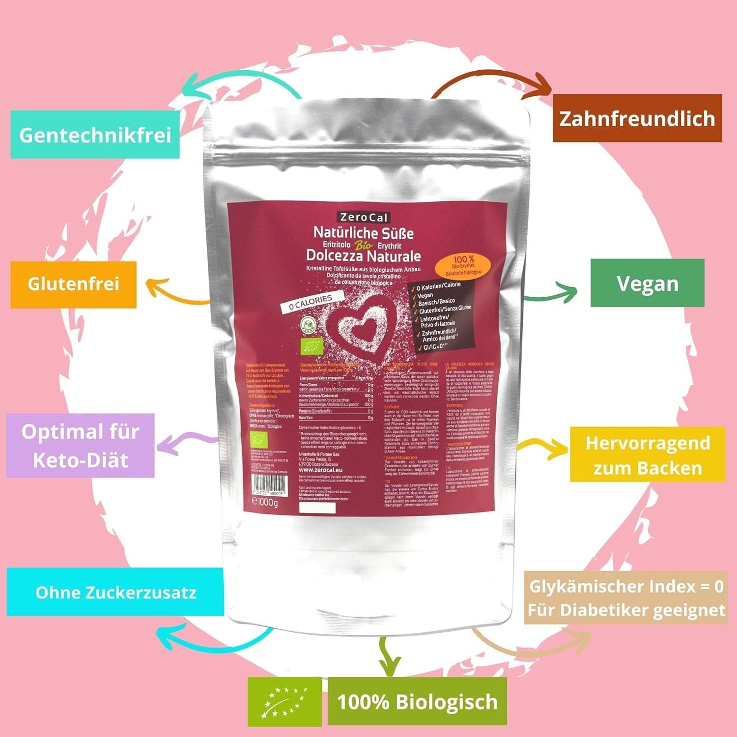 Zerocal - Eritritol organic 1KG Indulcitori Naty Shop
