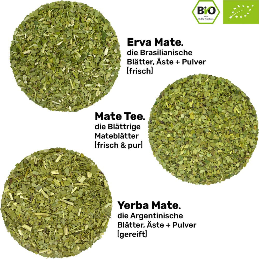 Set de ceai Mate din ceramică ● 3 sortimente de Mate BIO + cană Mate + Bombilla + instrucțiuni de preparare (Vintage)