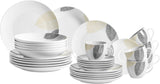MÄSER 931215 Set de veselă frumos decorat pentru 6 persoane, serviciu combinat 30 de piese, cu forme fără rame, porțelan, alb