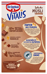 Dr. Oetker Vitalis Chocolate Muesli Classic: Musli pentru micul dejun cu lapte și ciocolată neagră, pachet de 7 (7 x 600g)