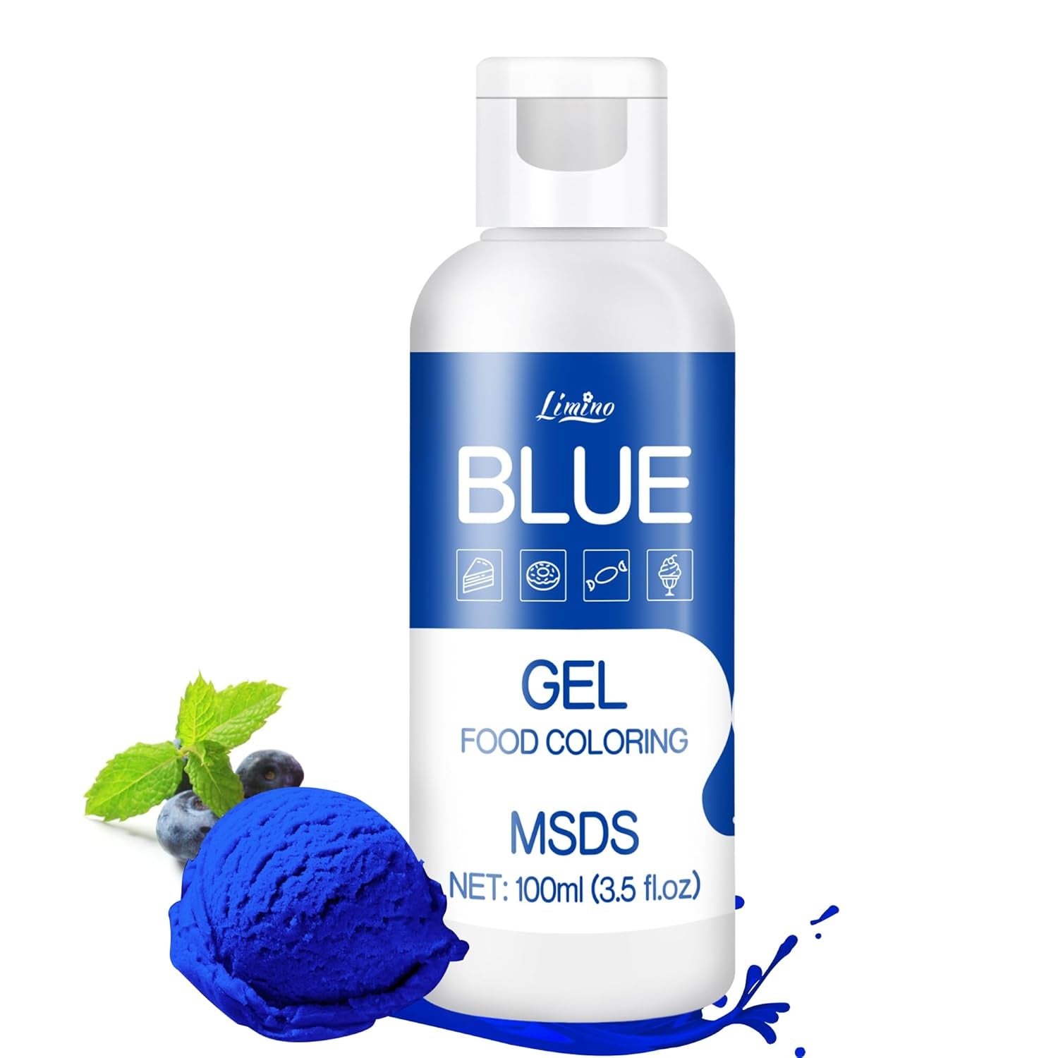 Colorant alimentar în gel - 100 ml, coloranți alimentari în gel pentru prăjituri, copt, fursecuri, macaroane - Colorant alimentar concentrat fără zahăr pentru decorarea torturilor, băuturi, ouă de Paște, slime DIY (alb)