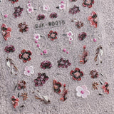 JMEOWIO Nagelsticker Schwarz Weiße Blume 6 Blatt Nail Art Sticker Selbstklebend Nagelaufkleber Frühling Sommer Floral Dekoration Nageldesign Zubehör