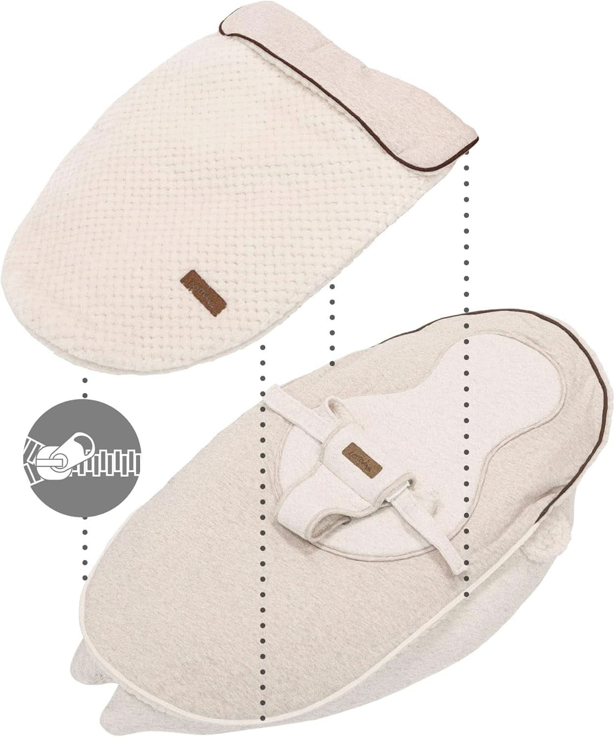 Pernă de alăptare multifuncțională, 4 în 1, Soft Nova, bej, pernă unică: 202 cm, fotoliu, 40 X 75 X 22 cm Accesorii Hrana si Alaptare Bebe Naty Shop