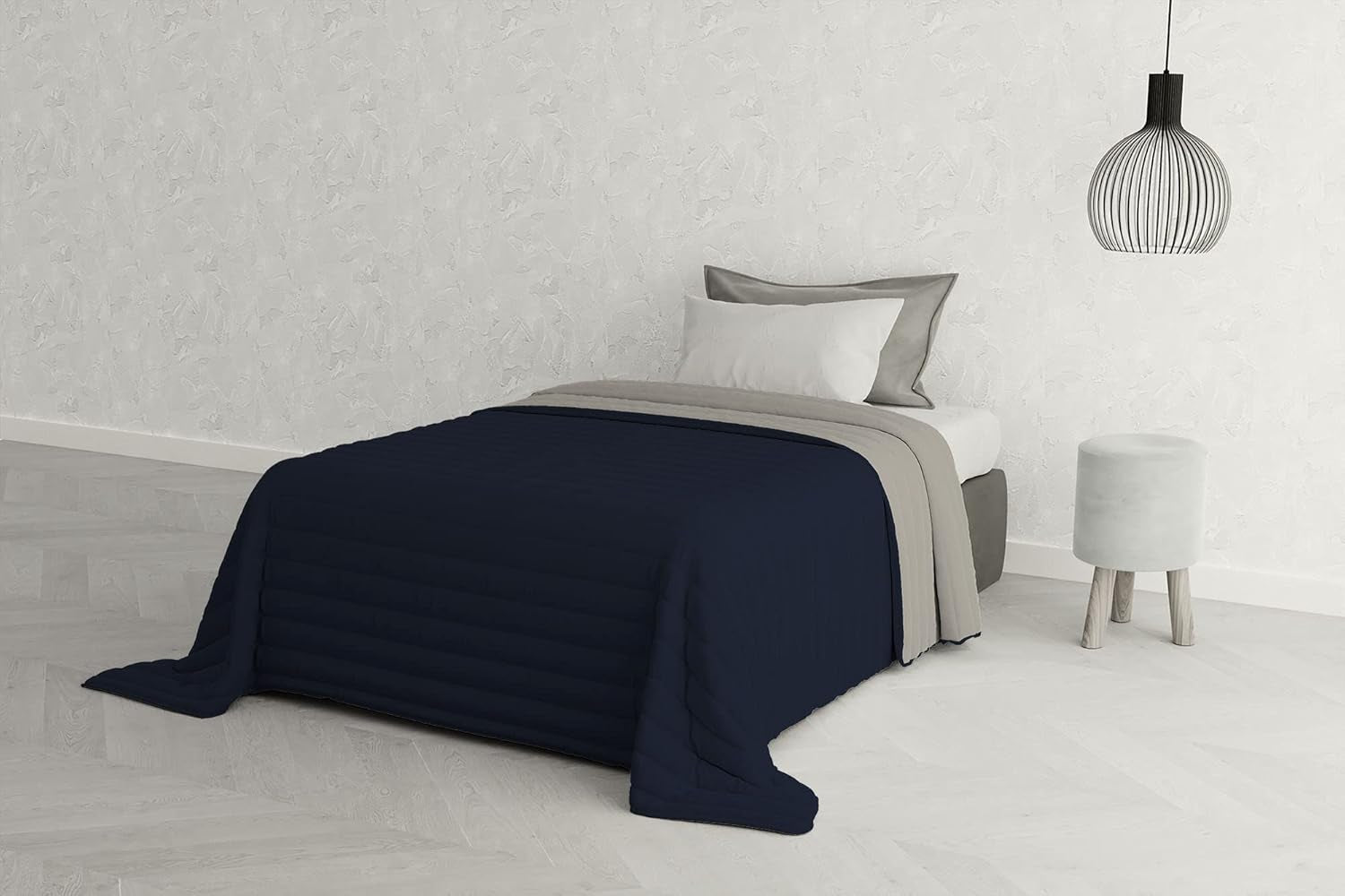 Lenjerie de pat italiană Estivo pat simplu, lenjerie, Aqua, 170 X 270 Cm Plapumi si pilote Naty Shop Grigio Chiaro/Blu Scuro 170 X 270 Cm