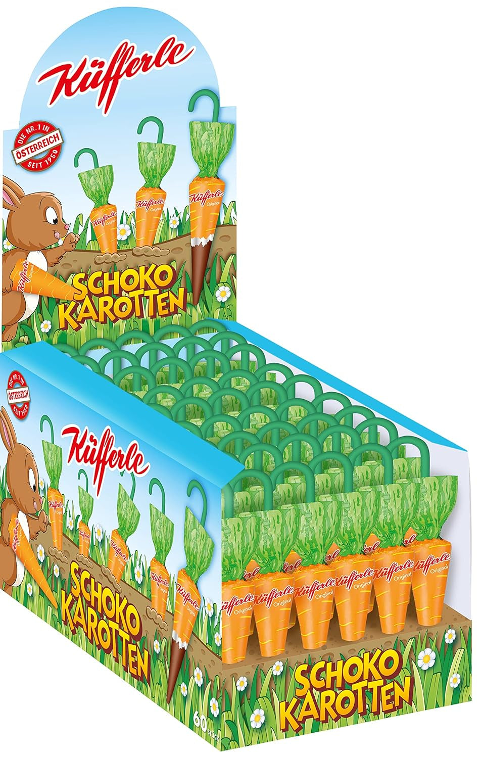 Küfferle, Morcovi cu ciocolată originală 810 g 60 buc., Ciocolată cu lapte, 1 bucată