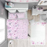 Lenjerie de pat pentru copii, stele roz, 100% bumbac Lenjerie de pat - copii Naty Shop