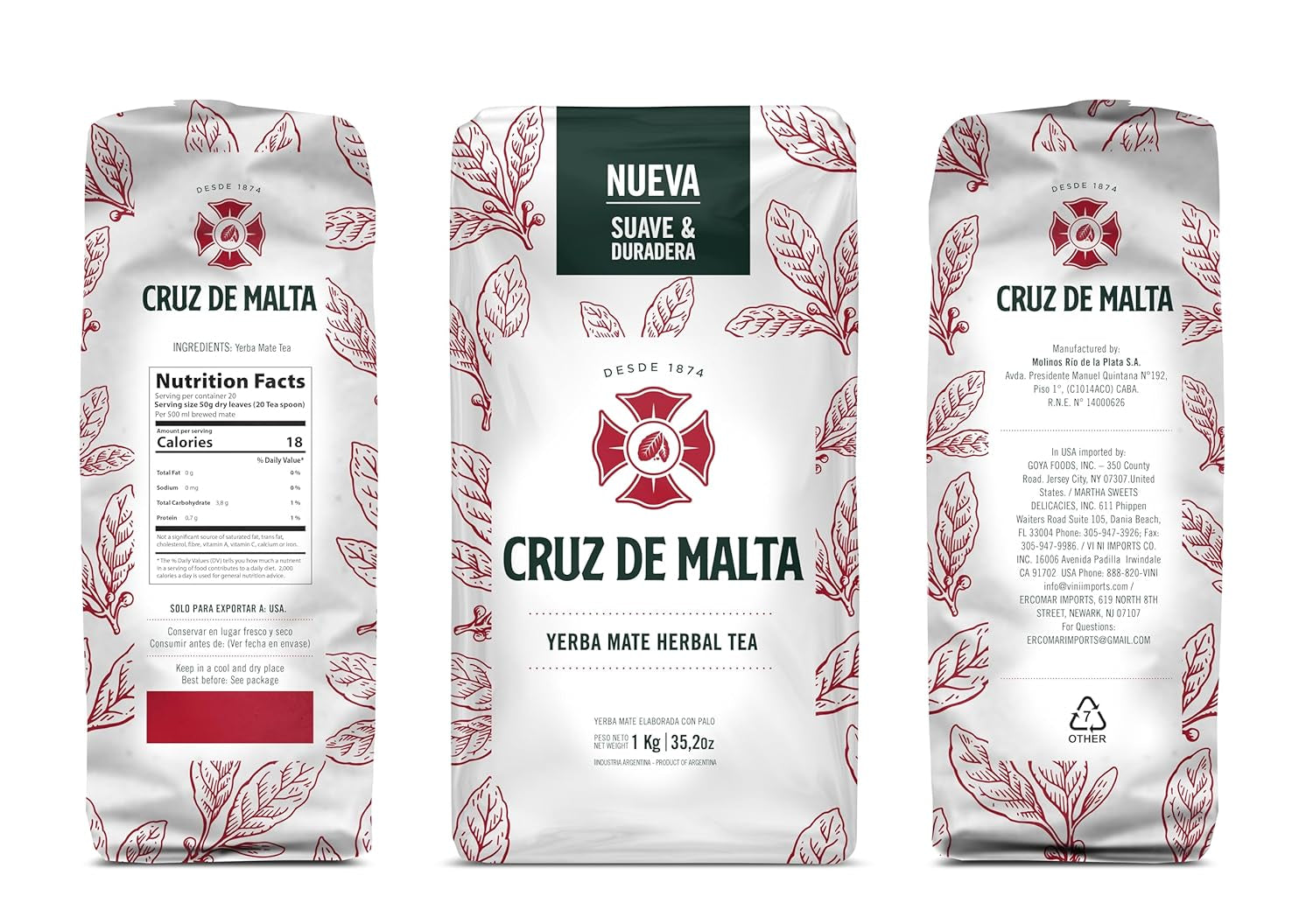 Ceai argentinian de mate cu bucăți de tulpini, 1 kg.