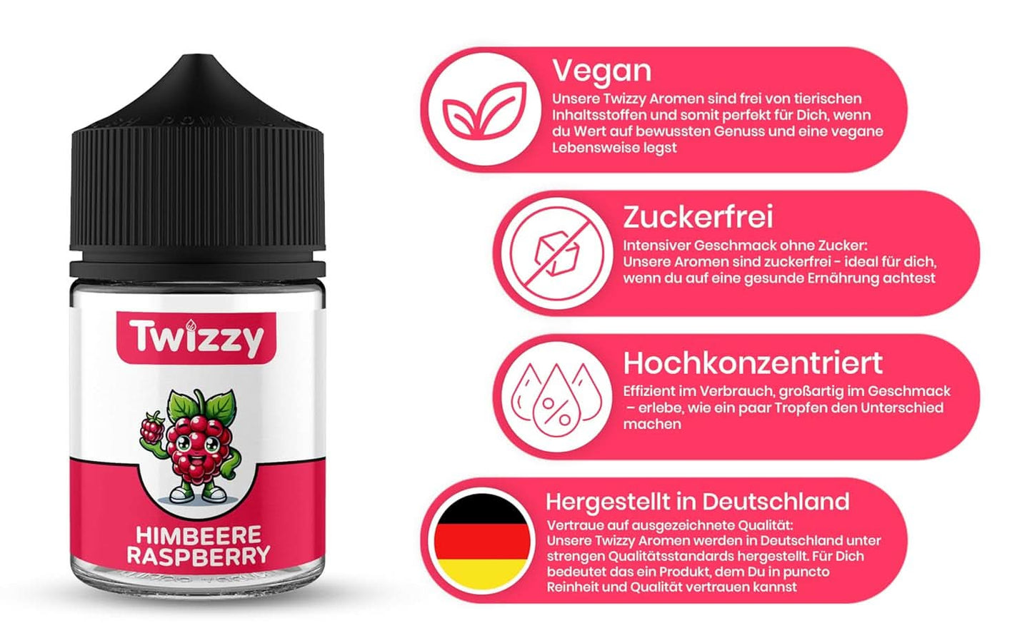 Twizzy, aromă intensă de zmeură, 60 mililitri Arome Naty Shop