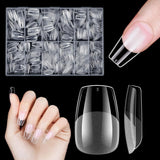 Unghii artificiale scurte, 500 bucăți gel moale acoperire completă vârfuri de unghii pentru unghii cu gel 12 mărimi vârfuri de unghii pre-lustruite pentru unghii cu gel, unghii artificiale scurte sicriu pentru extensii de unghii cu cutie