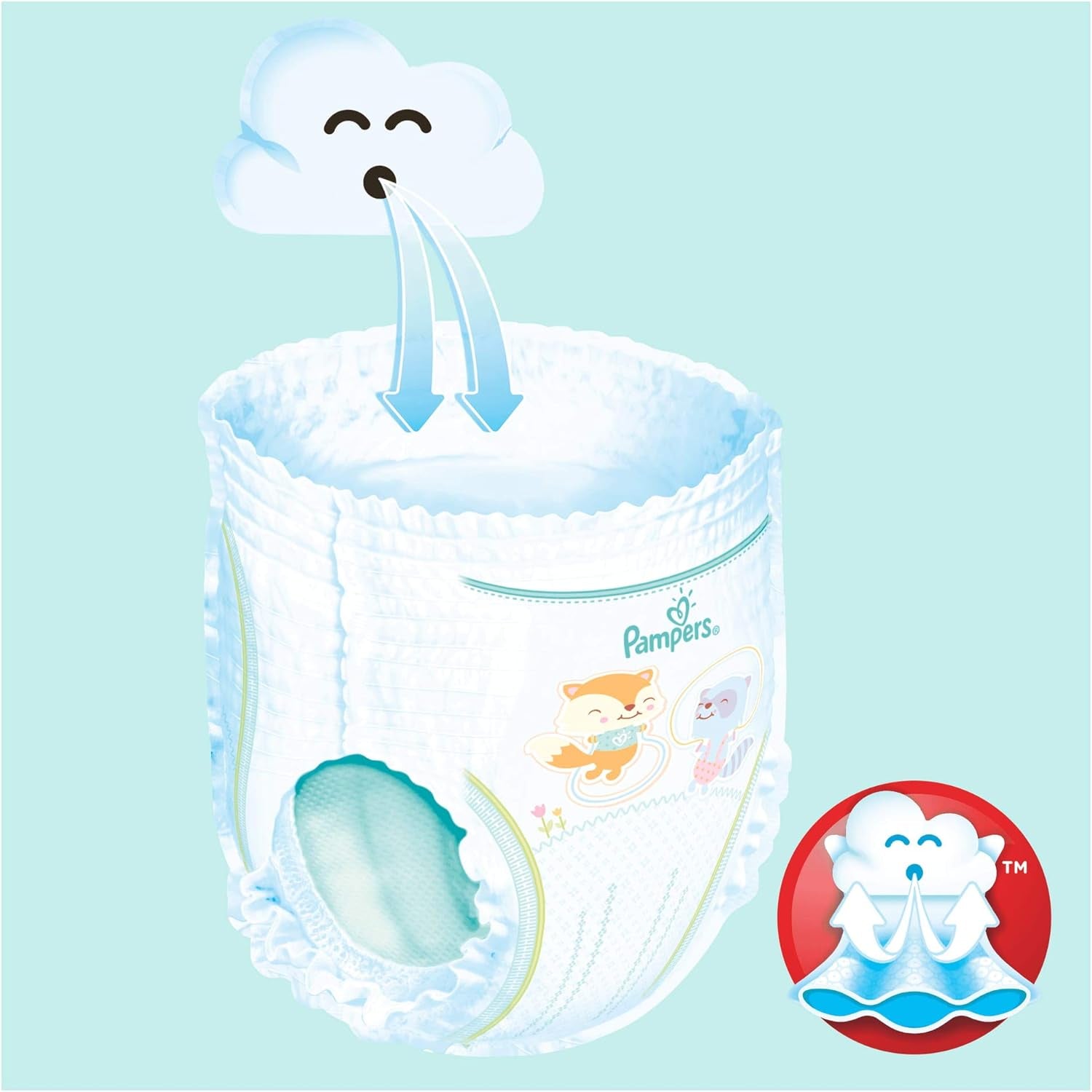 Pampers (Versiunea Veche), Chiloți, Mărimea 4, 9kg-15kg, Pachet de trei (1 x 88 scutece)