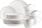 Seria MÄSER Felise, serviciu elegant de cafea pentru 6 persoane, atemporal, cu margine neagră, porțelan, alb