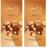 Ciocolată Lindt | Pliculeț de ciocolată cu lapte NUXOR | 103g | Cuburi cremoase de ciocolată cu lapte Gianduja cu alune de pădure prăjite | Cadou de ciocolată