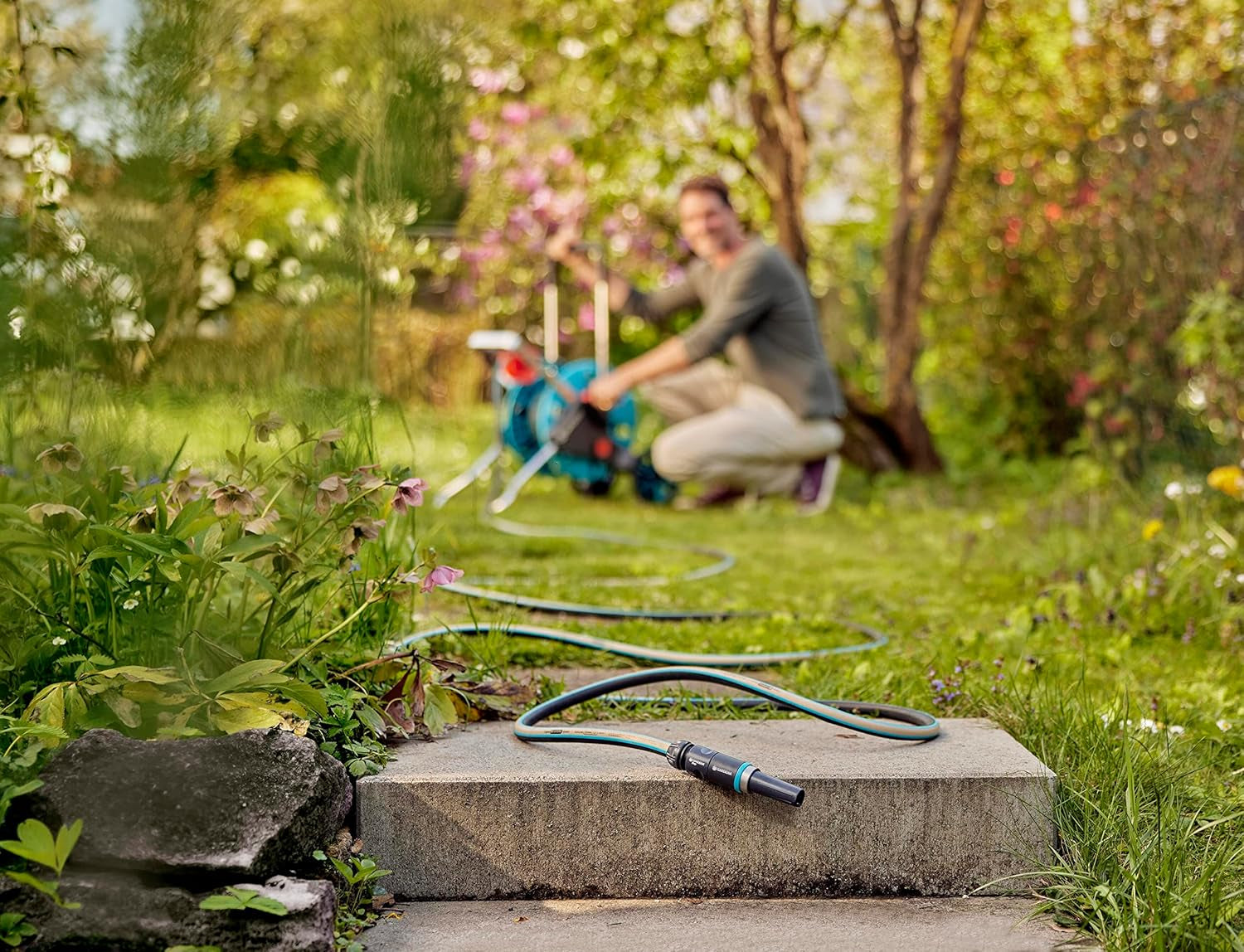 Furtun Gardena EcoLine 1/2 inch, 20 m fără componente de sistem: Furtun de grădină sustenabil fabricat din plastic reciclat, fără ftalați și poluanți, funcție de prindere puternică, rezistent la îngheț și UV (18930-20)
