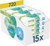 Casetă de rezervă 2320 Plus 2017 (pachet de 6) și cutie de șervețele umede Pampers Harmony Aqua pentru bebeluși, 720 de șervețele (15 x 48), protecție delicată a pielii cu 99% apă