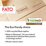 Fato - Șervețele de hârtie de unică folosință naturale pliate 4 ori, ecologice, pachet de 40 de șervețele, mărimea 38X38, 2 straturi, 100% hârtie reciclată