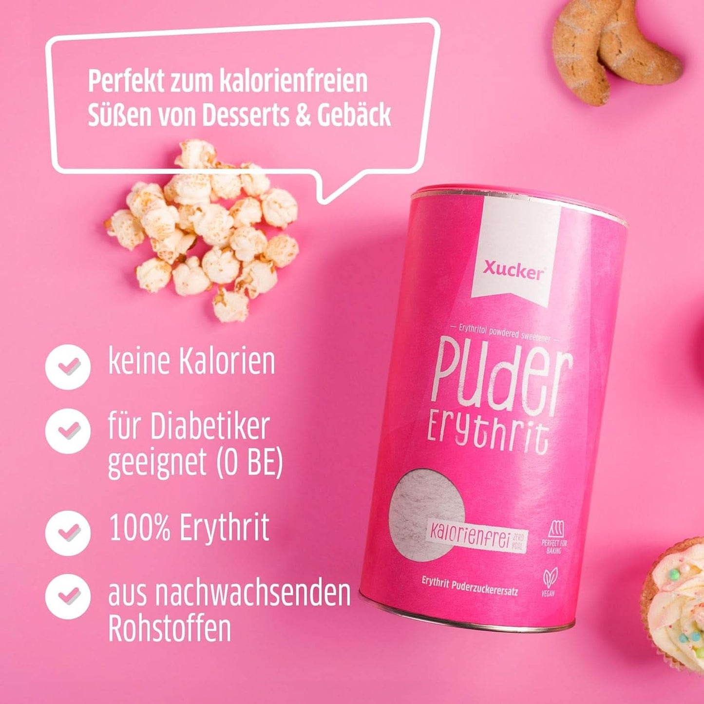 Xucker Zahăr pudră Erythritol - Înlocuitor de zahăr fără calorii, 600 grame Indulcitori Naty Shop