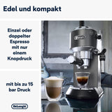 De'Longhi Dedica Style EC 685.B – Espressor cu portafiltru, espressor cu spumator de lapte profesional, doar 15 cm lățime, pentru cafea măcinată sau capsule ESE, rezervor de apă de 1 l, negru