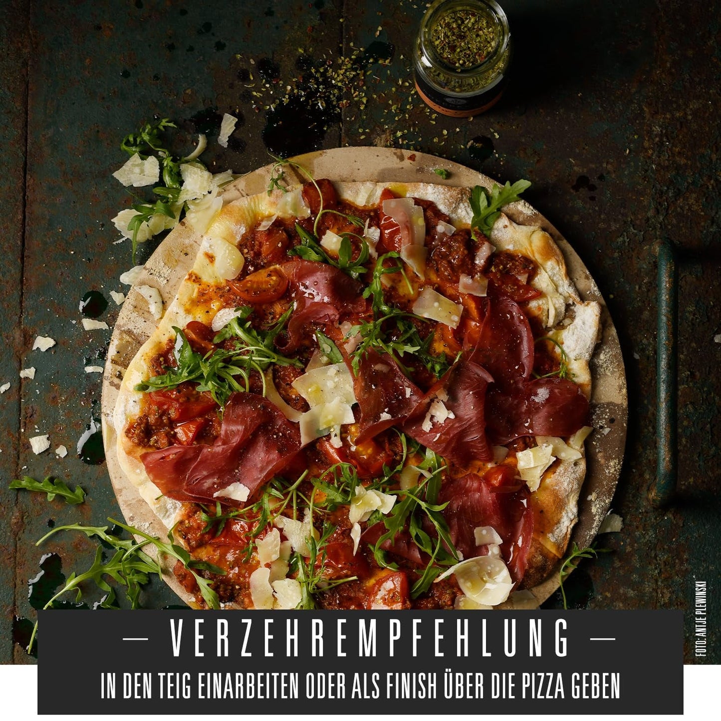Ankerkraut Pizza, für original italienischen Geschmack, wie aus dem Steinofen, auch für Pasta, Tomate-Mozzarella und viele weitere Gerichte, 45 g im Korkenglas