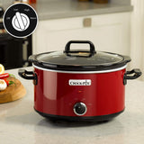 Slow cooker Crock-Pot, 2 setări de temperatură + funcție de menținere la cald, 3,5 litri (3-4 persoane), roșu [SCV400RD] Slow Cooker Naty Shop