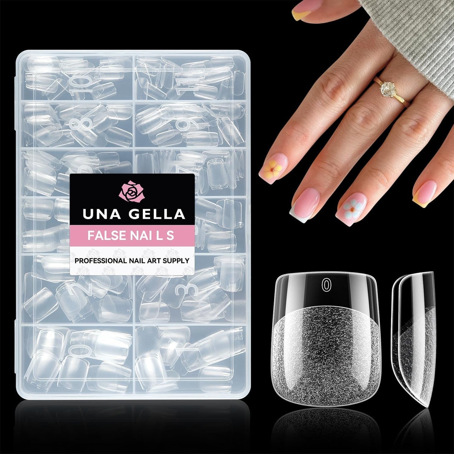 Tipuri de unghii balerină pentru unghii cu gel, 216 bucăți, 12 mărimi, tipuri de unghii cu gel moale, acoperire completă, set pentru extensii de unghii, semi-mate, DIY, artă acasă