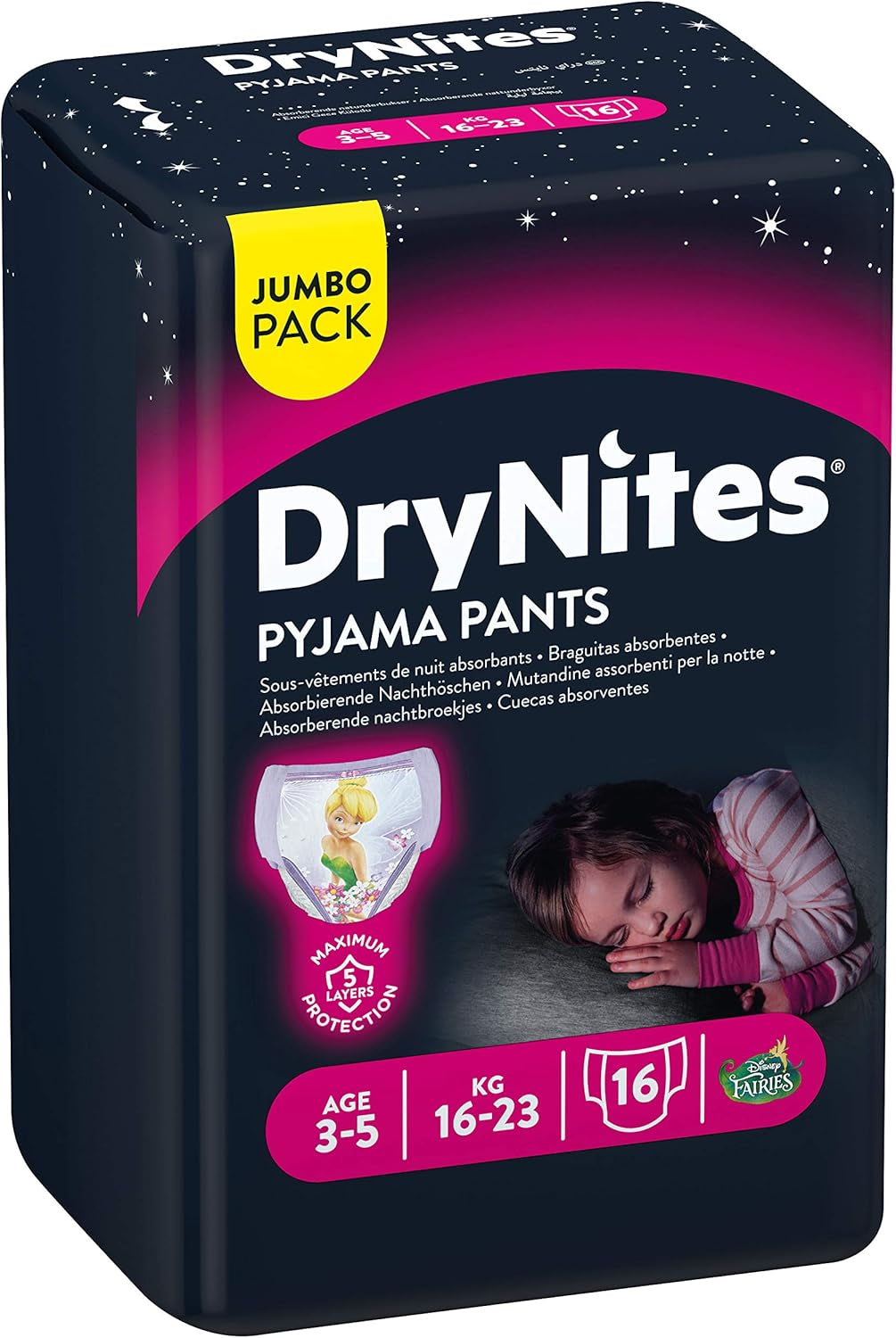 Chiloți de pijama DryNites pentru fete 3-5 ani, 1 pachet (1 x 16 bucăți)