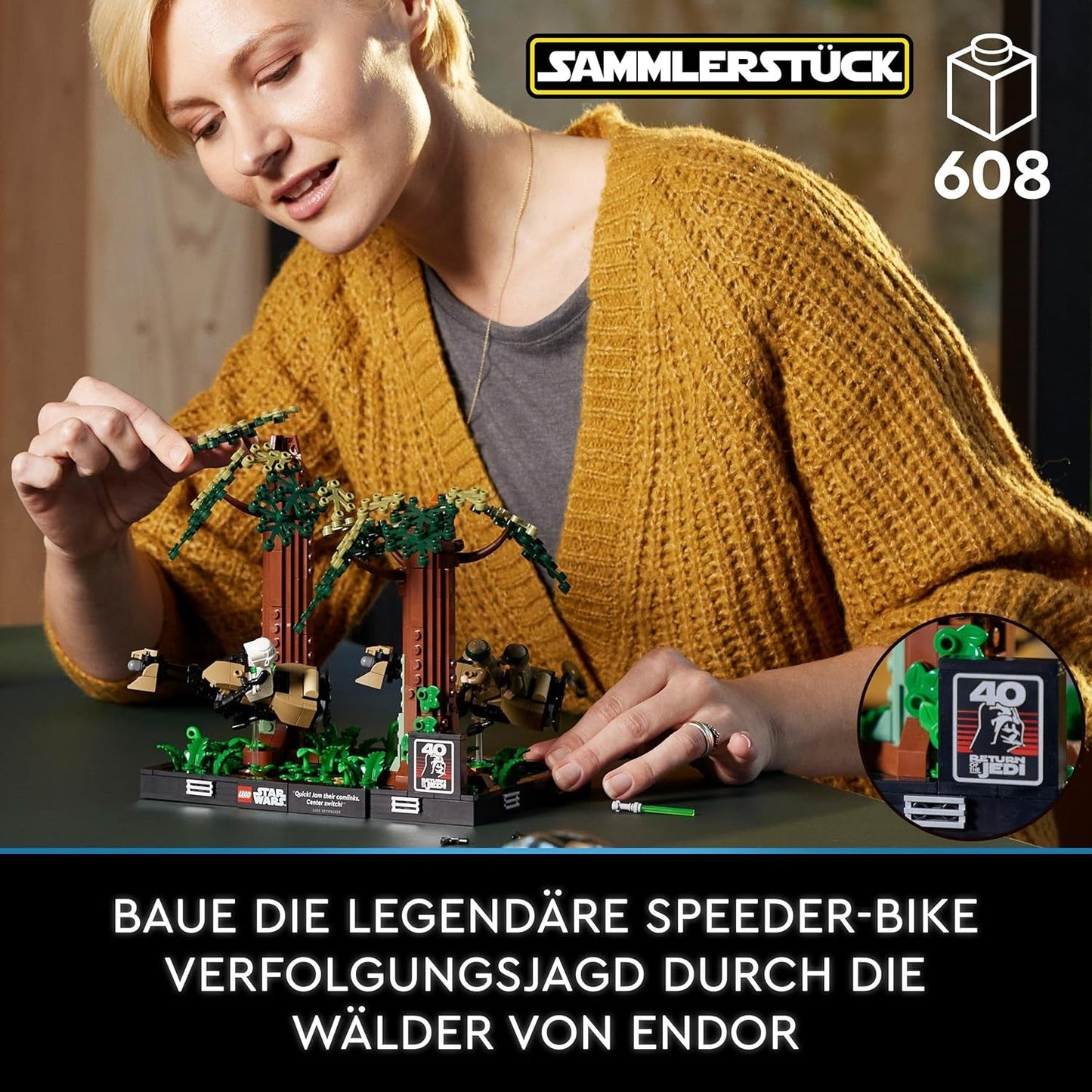 LEGO 75353 Star Wars Pursuit on Endor - Set Diorama, Întoarcerea Cavalerilor Jedi cu Luke Skywalker, Prințesa Leia & Scout Trooper și Speeder Bikes, 40th Anniversary Seturi de constructie Besuche den LEGO-Store