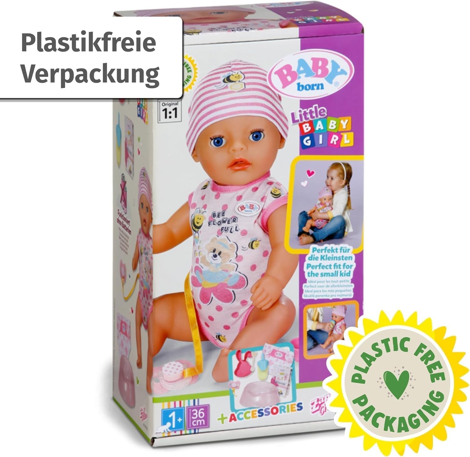 BABY Born Lena (fetiță) 36 cm, păpușă cu 7 funcții pentru copii de la 1 an, funcționează fără baterie, păpușă mare de 36 cm, 834596 Zapf Creation, roz Papusi Naty Shop