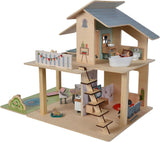 Eichhorn - Casă de păpuși cu accesorii - Incl. mobilier și 3 figurine, Neasamblat, Fabricat din lemn, 25 de piese, 53X36X44 cm mare, De la TREI ani Casute de papusi Naty Shop