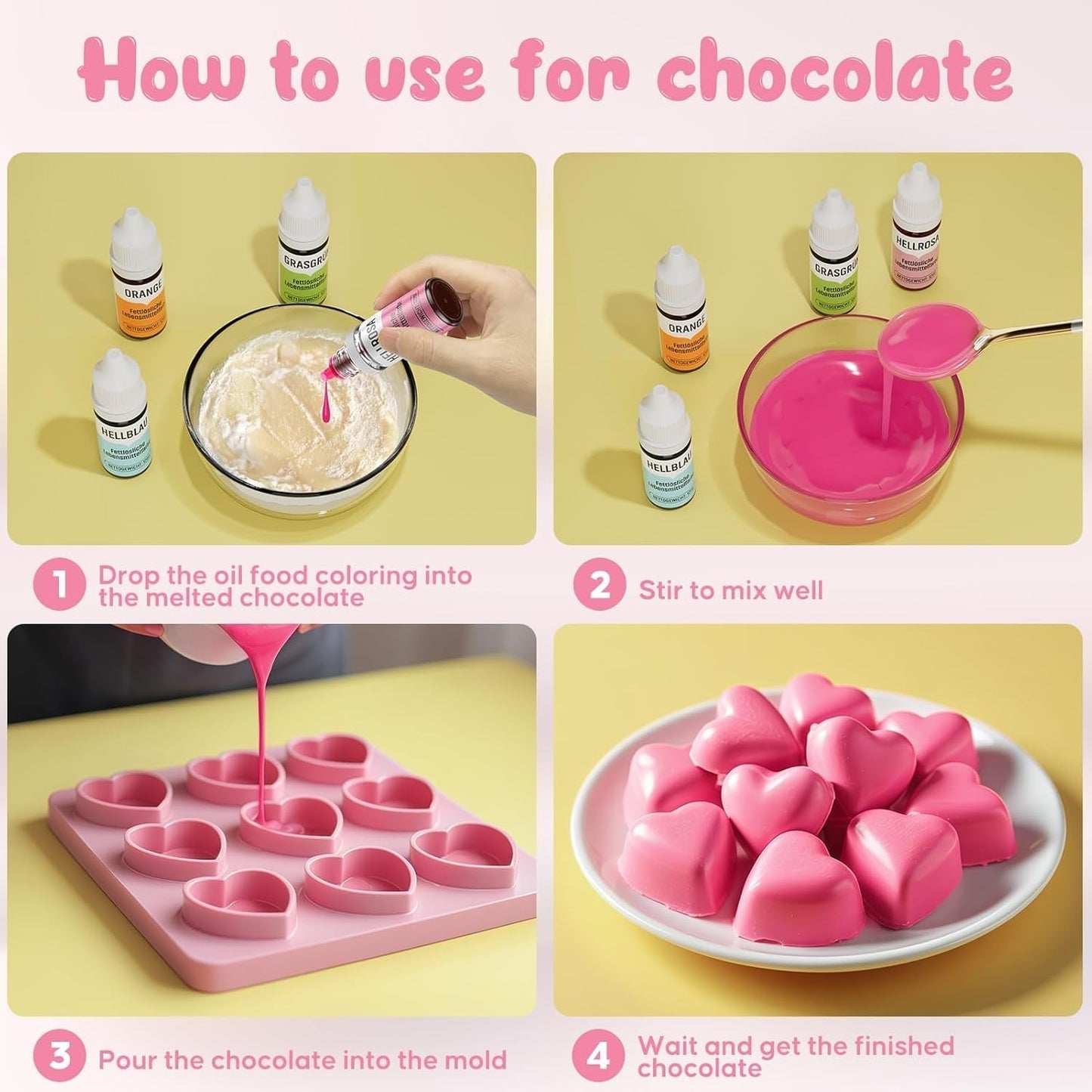 Colorant alimentar liposolubil 7 culori Macaron x 12 ml, colorant alimentar foarte concentrat pe bază de ulei pentru ciocolată, colorant alimentar pentru decorarea torturilor, brioșe, copt, glazură, fondant