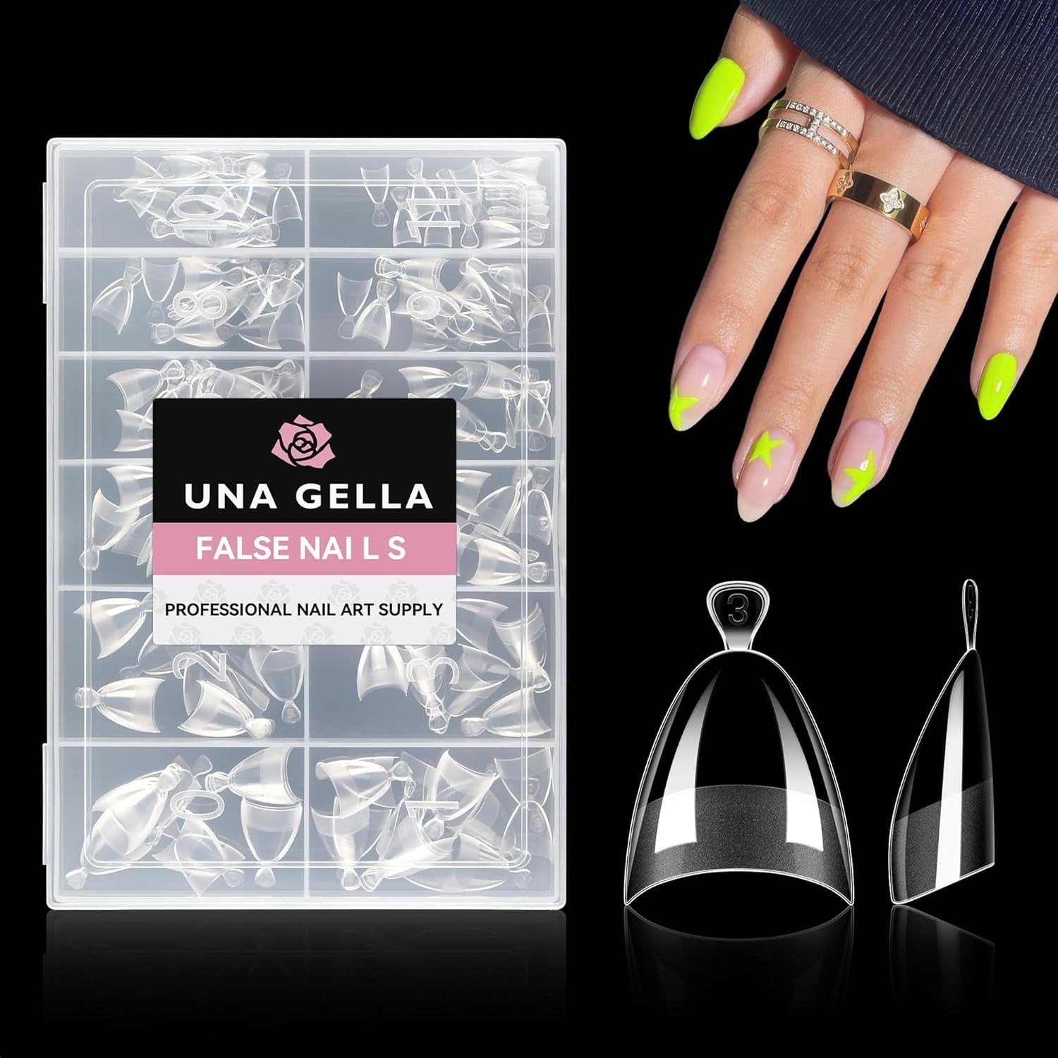Tipuri de unghii balerină pentru unghii cu gel, 216 bucăți, 12 mărimi, tipuri de unghii cu gel moale, acoperire completă, set pentru extensii de unghii, semi-mate, DIY, artă acasă