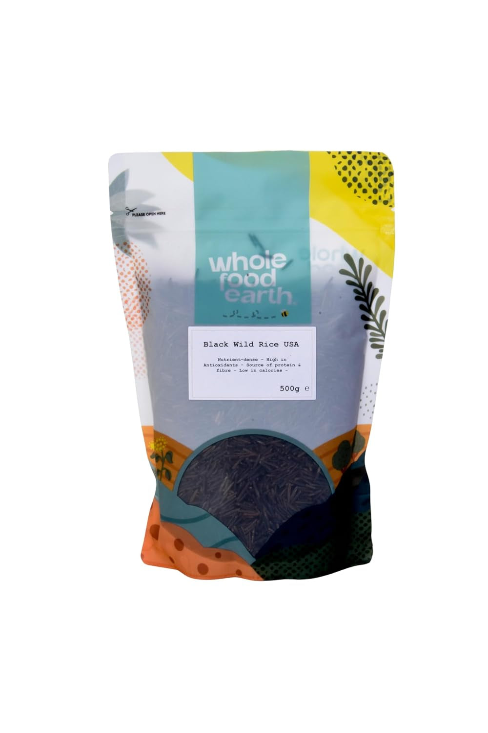 Orez sălbatic negru Wholefood Earth SUA - fără OMG - natural - vegan - fără lactate - fără zahăr adăugat, 500 g