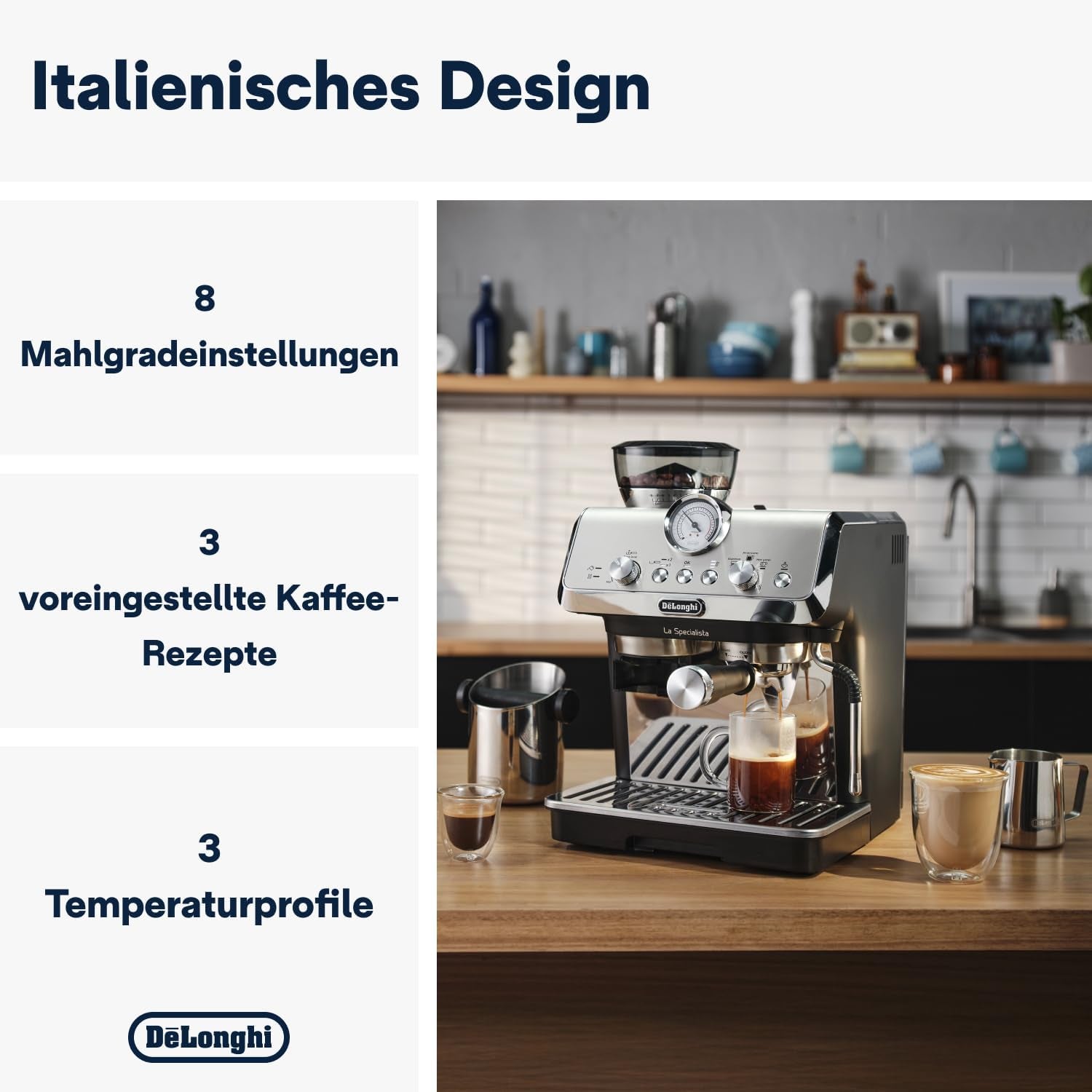 Espressor portafilter De'Longhi La Specialista Arte EC9155.MB cu râșniță, 8 setări de măcinare, presiune 15 bar, 3 setări de temperatură, spumator de lapte, 1550W, rezervor de 1,7L, oțel inoxidabil/negru, inclusiv kit barista