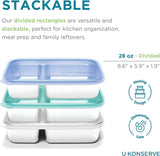 U Konserve - Recipient dreptunghiular împărțit pentru alimente din oțel inoxidabil cu capac din silicon - Island Teal - 28oz / 825ml Cutii depozitare alimente Naty Shop