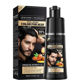 Vopsea de păr maro, șampon pentru vopsit părul - 500ml șampon pentru vopsit părul gri, 100% acoperire gri, ușor și rapid de utilizat, îngrijire perfectă a culorii pentru bărbați și femei Vopsea pentru par Naty Shop Bărbați negru