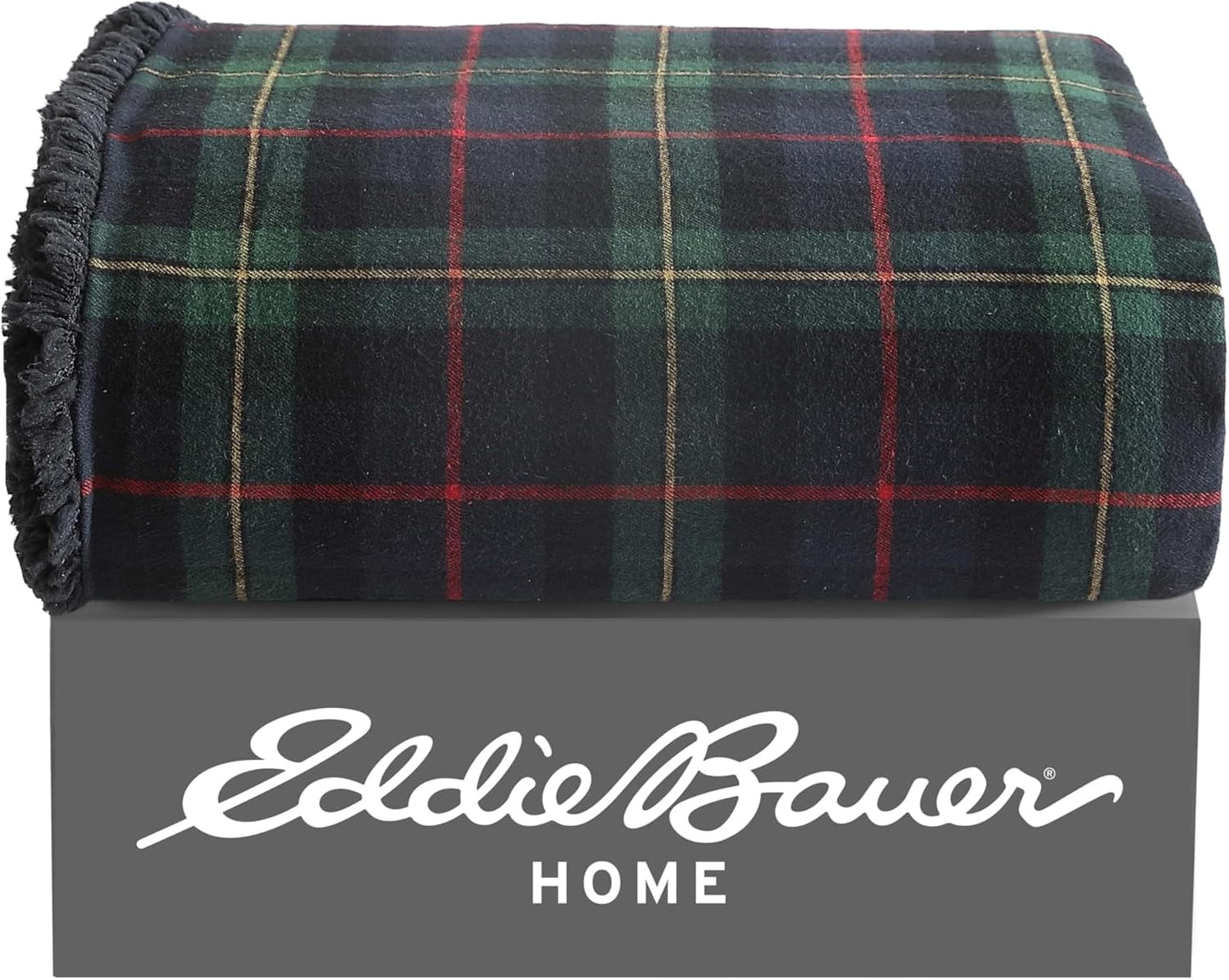 Eddie Bauer pătură, flanelă de bumbac, decorațiuni interioare, reversibilă, lenjerie de pat sherpa, carouri de pin, aruncare Plapumi si pilote Naty Shop