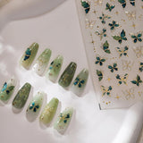2 Blätter 5D Schmetterling Nagelsticker Selbstklebend, Nagelsticker Gold Rand, Nagel Designing Zubehör, Nail Art Stickers, Schmetterlinge Deko Nagelaufkleber, Nageltattoos