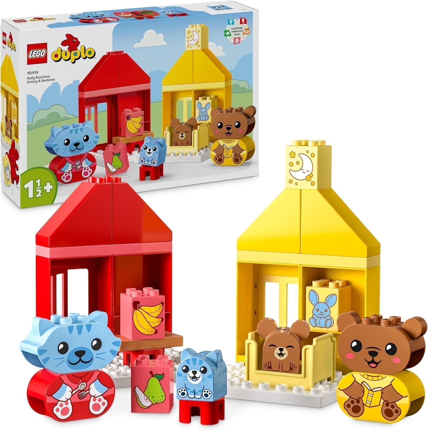 LEGO DUPLO Everyday Routines: Eating & Bedtime, jucărie de învățare pentru copii mici pentru a încuraja dezvoltarea socială și emoțională, cu 4 figuri de animale, cadou pentru copii de la 18 luni 10414 Seturi de constructie Besuche den LEGO-Store Titlu implicit
